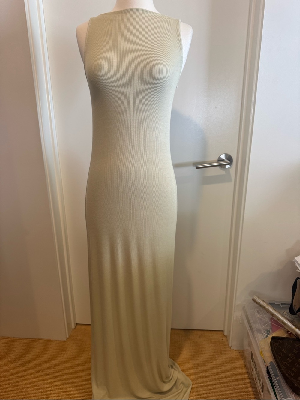 Sleeveless Cream Maxi Dress - Elegant Long Bodycon